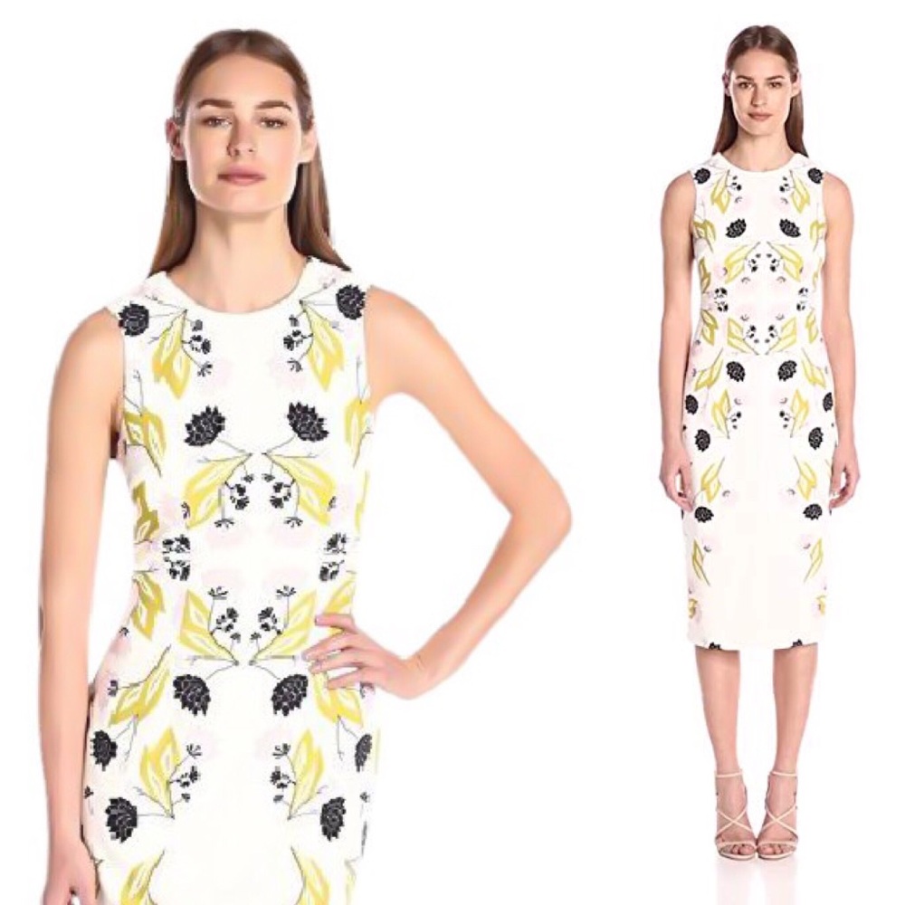 Cynthia Rowley Ivory Printed Fitted Cocktail Dress nwt
